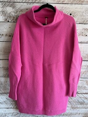 Free People Ottoman Tunic Funnel Neck Women's Sweater - Bright Pink